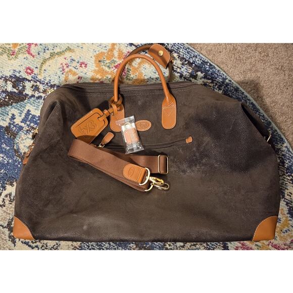 Bric's LIFE 18-Inch Cargo Duffle Bag Luxury Travel Weekender Brown W Strap/Lock - Picture 4 of 13